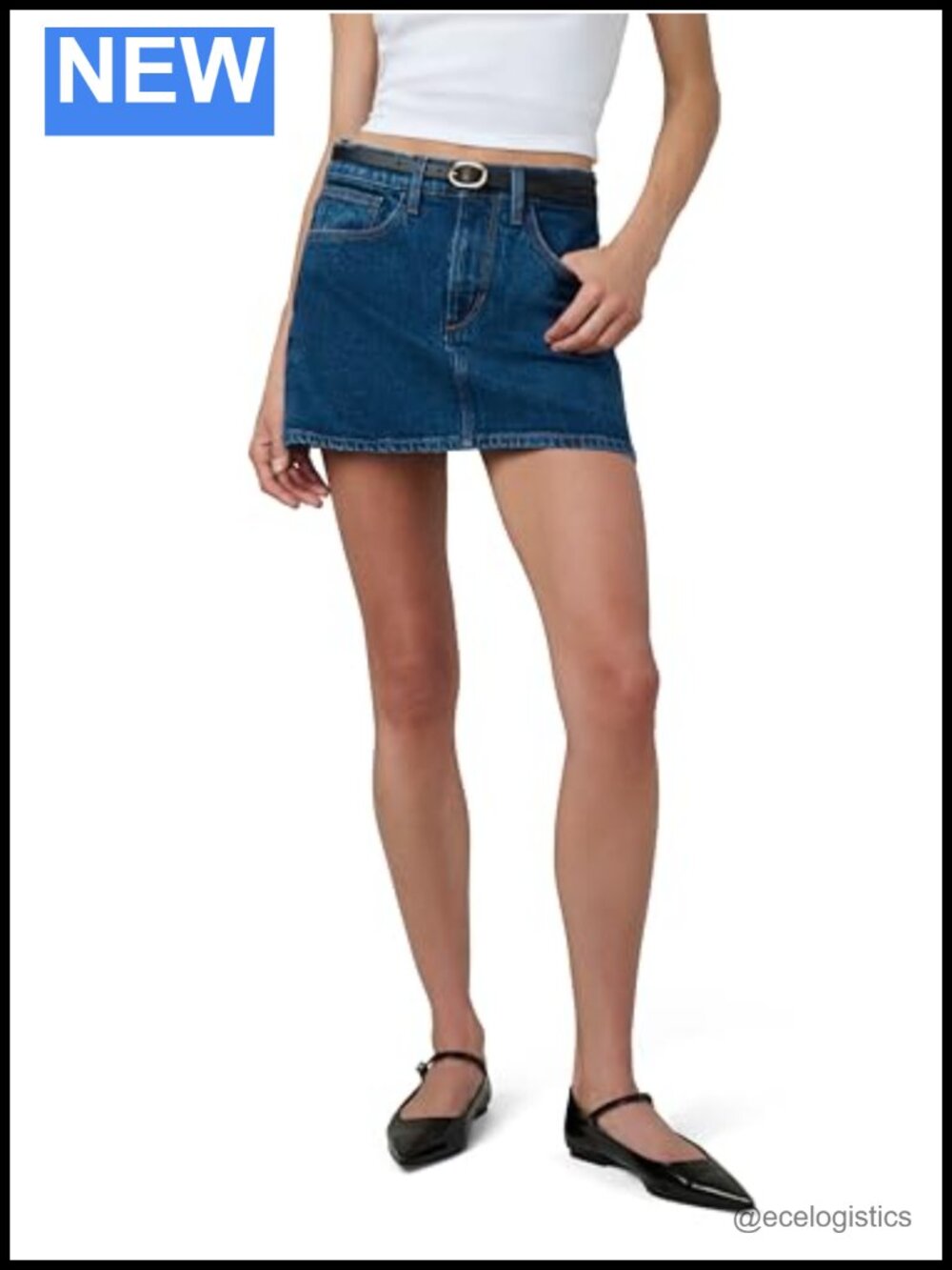 Denim Micro Mini Skirt Comfort Stretch 5-Pocket Mid Rise
